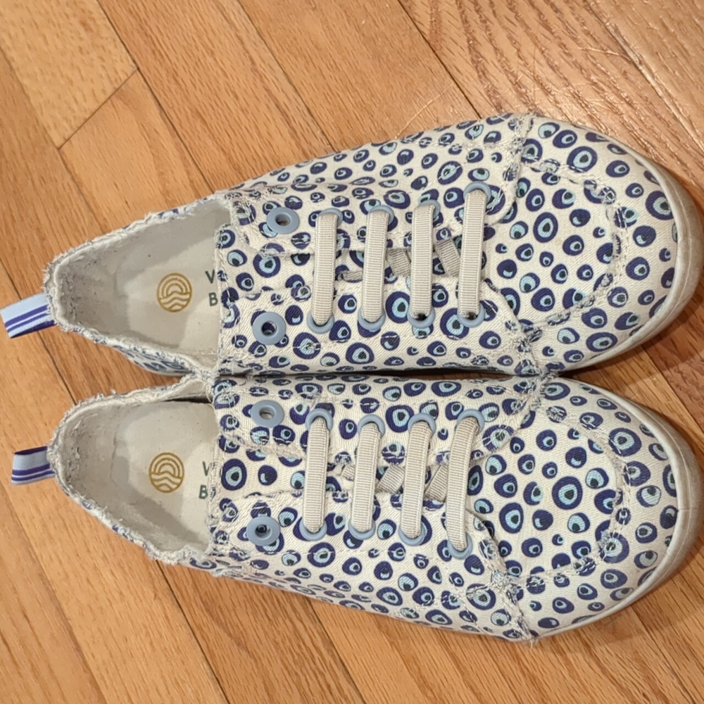 Womens Vionic Beach Pismo Blue Evil Eye Supportive Slip On Sneakers Size 7.5